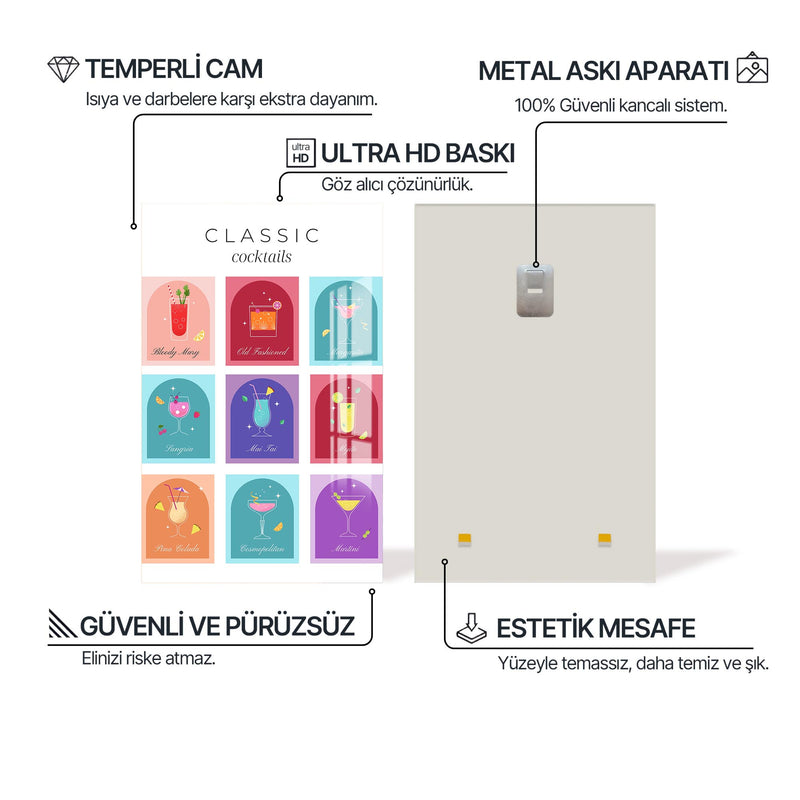 Klasik Kokteyller Cam Tablo – Cam Tablo