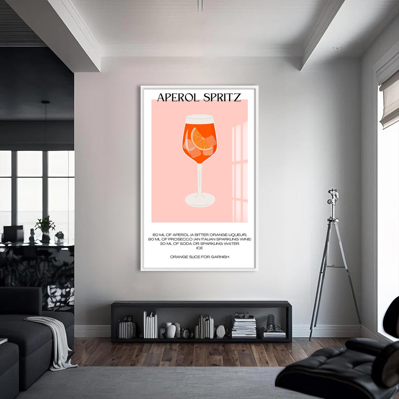Aperol Spritz Cam Tablo – Beyaz Çerçeveli Cam Tablo