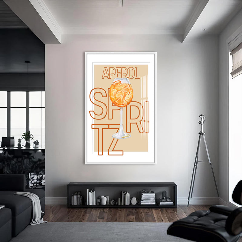 Aperol Spritz Cam Tablo – Beyaz Çerçeveli Cam Tablo