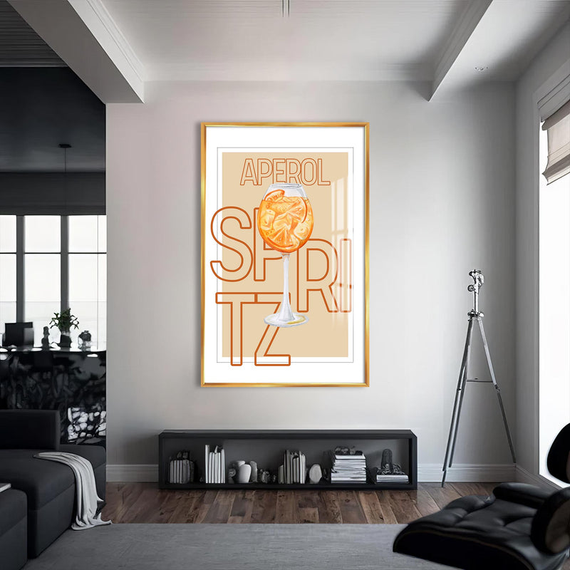 Aperol Spritz Cam Tablo – Altın Çerçeveli Cam Tablo