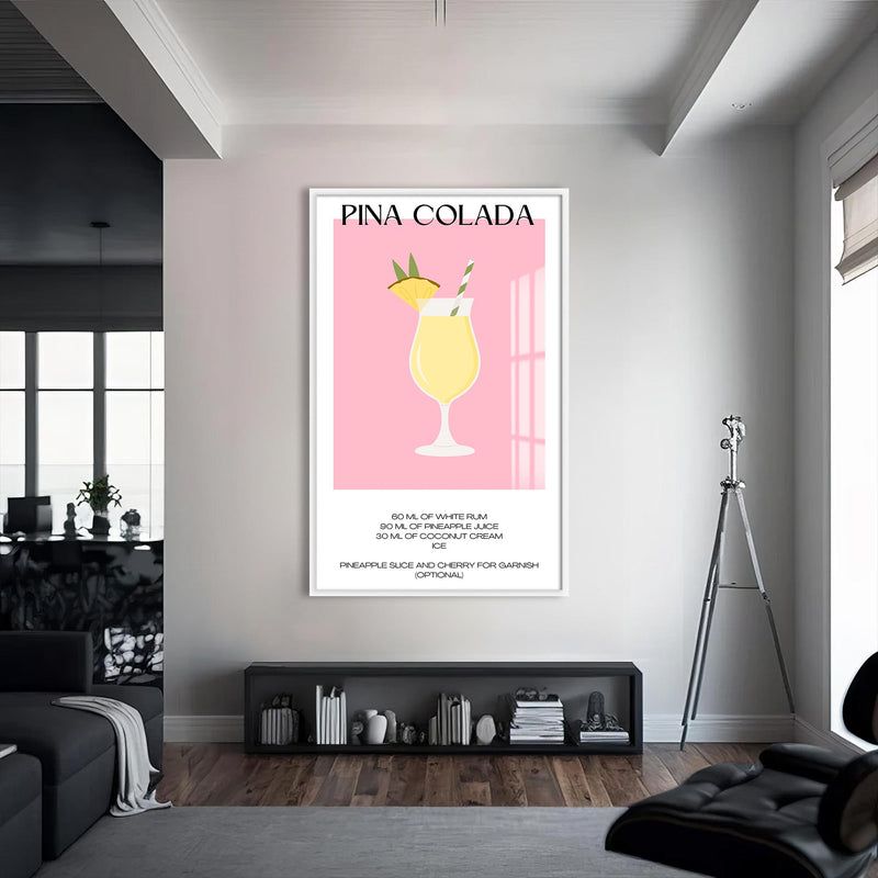 Pina Colada Cam Tablo – Beyaz Çerçeveli Cam Tablo