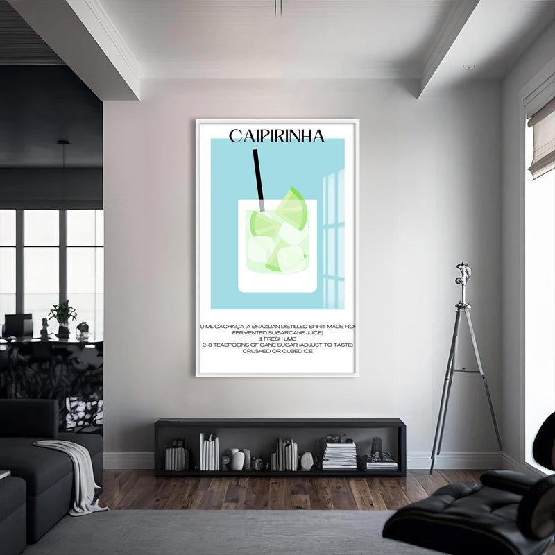 Caipirinha Cam Tablo – Beyaz Çerçeveli Cam Tablo