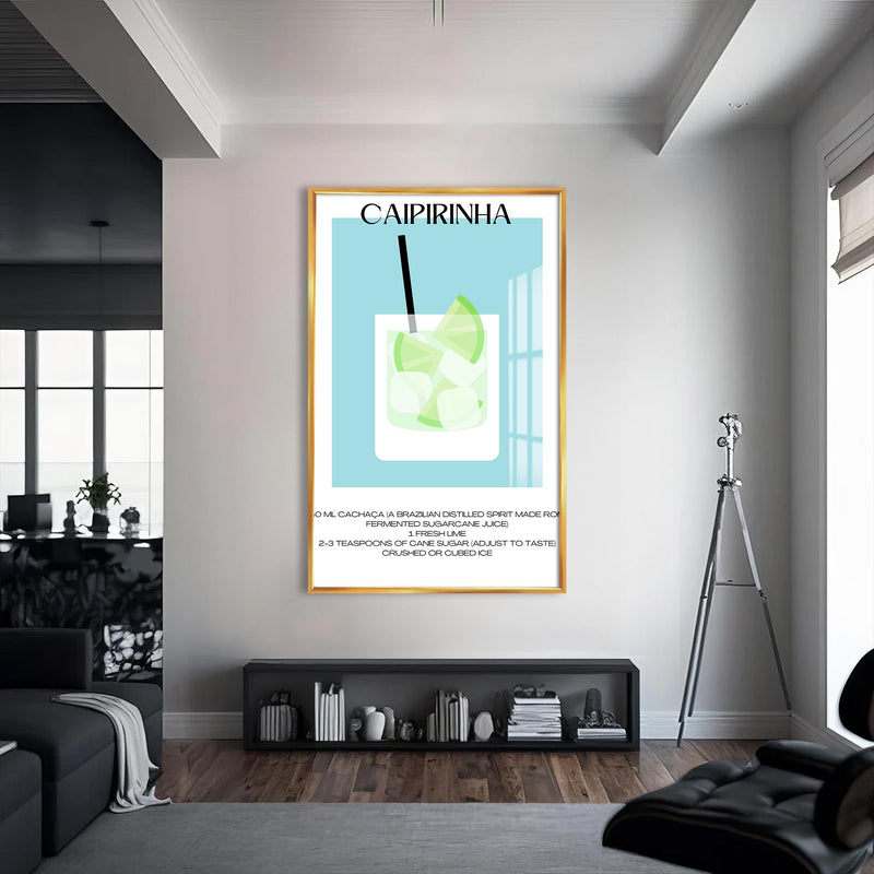 Caipirinha Cam Tablo – Altın Çerçeveli Cam Tablo