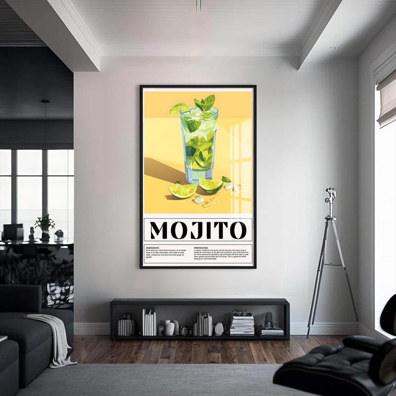 Mojito Cam Tablo – Siyah Çerçeveli Cam Tablo