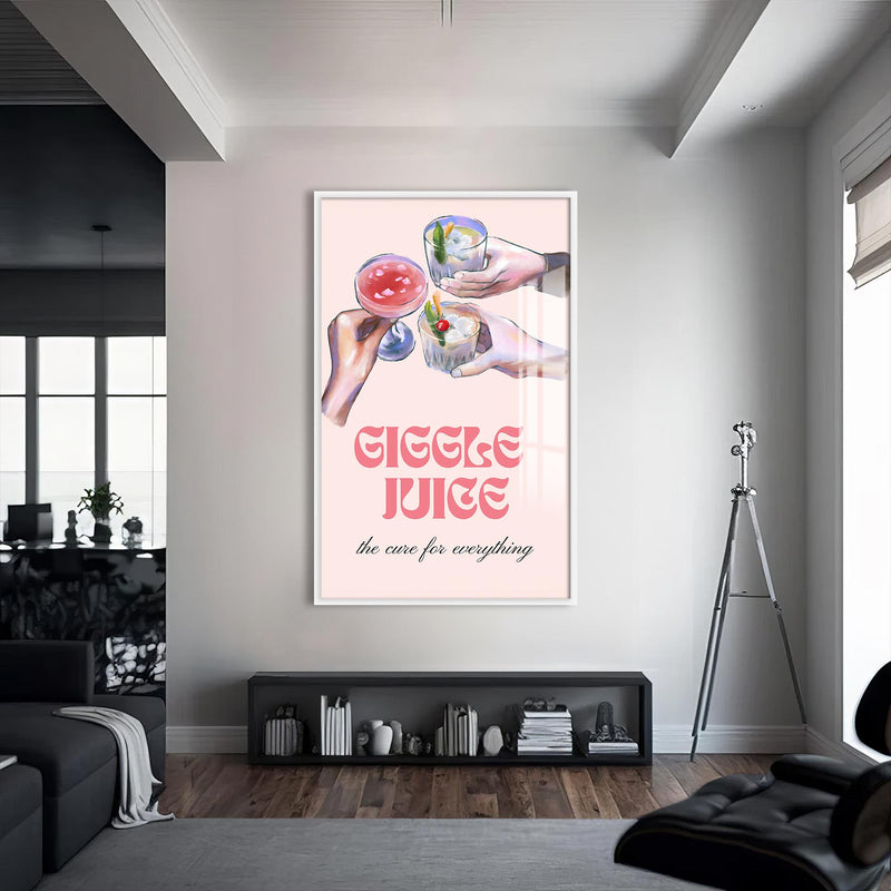 Giggle Juice Cam Tablo – Beyaz Çerçeveli Cam Tablo