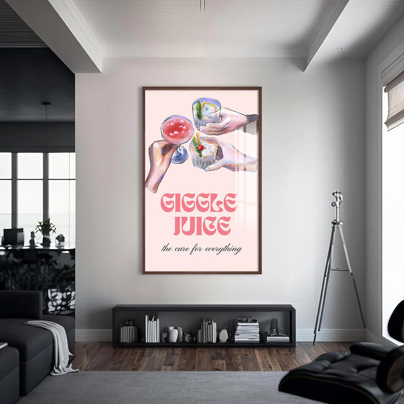Giggle Juice Cam Tablo – Ceviz Çerçeveli Cam Tablo