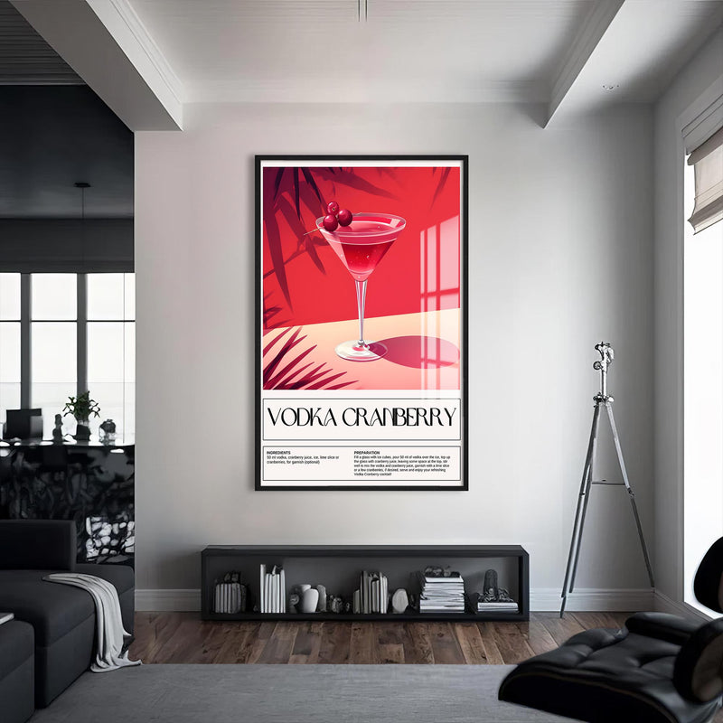 Vodka Cranberry Cam Tablo – Siyah Çerçeveli Cam Tablo