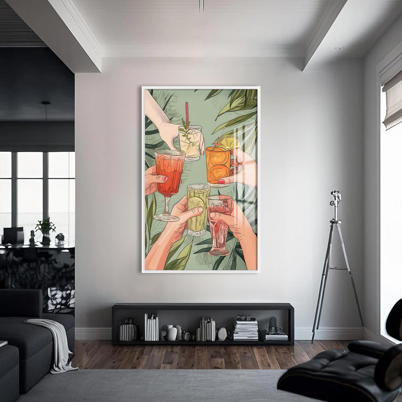 Pina Colada Cam Tablo – Beyaz Çerçeveli Cam Tablo