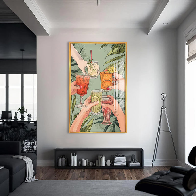 Pina Colada Cam Tablo – Altın Çerçeveli Cam Tablo