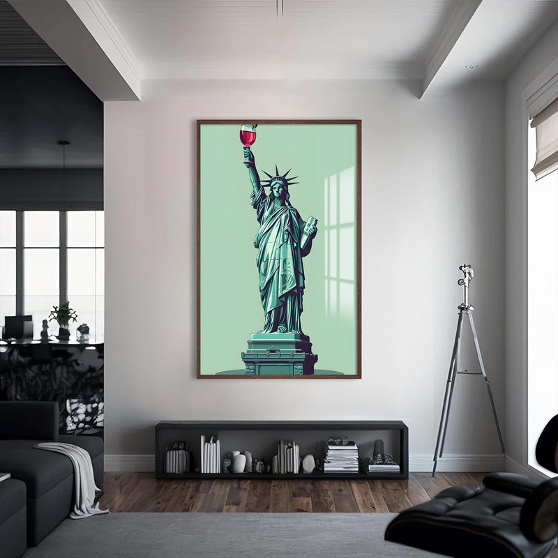 Liberty Kadeh Cam Tablo – Ceviz Çerçeveli Cam Tablo