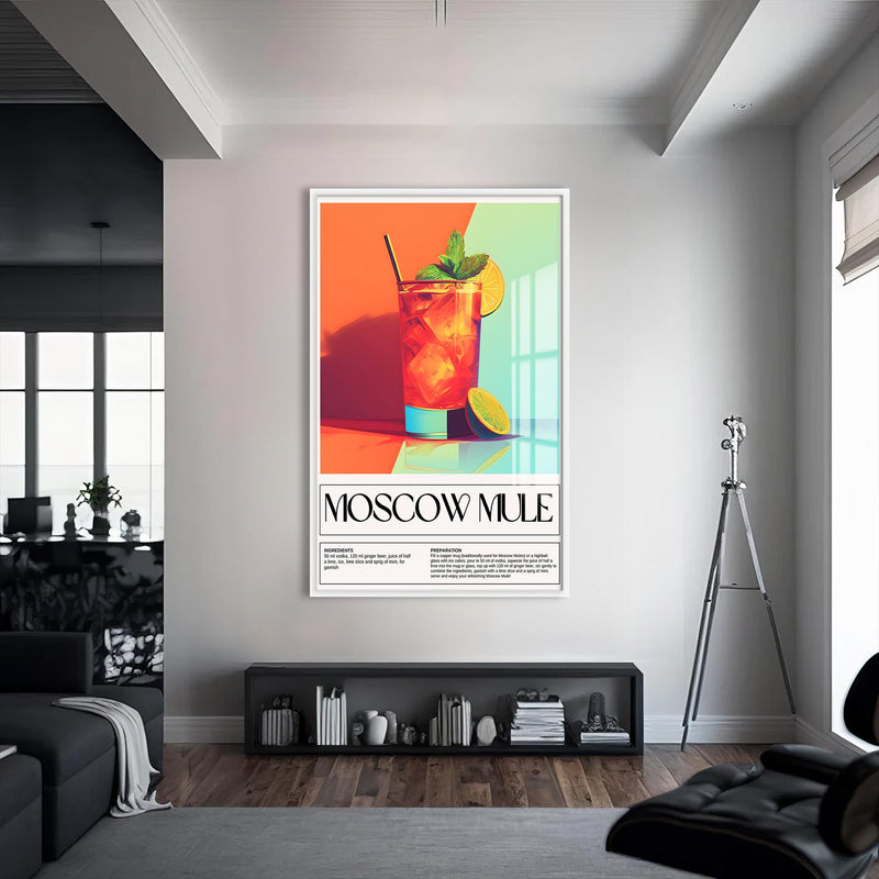 Moscow Mule Cam Tablo – Beyaz Çerçeveli Cam Tablo