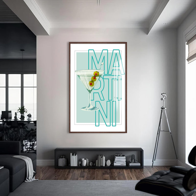 Martini Cam Tablo – Ceviz Çerçeveli Cam Tablo