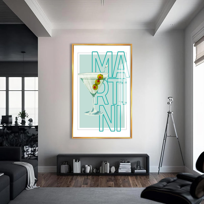 Martini Cam Tablo – Altın Çerçeveli Cam Tablo