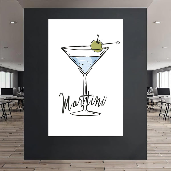 Martini Çizimi Cam Tablo