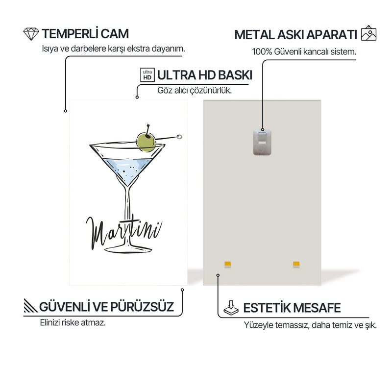 Martini Çizimi Cam Tablo – Cam Tablo