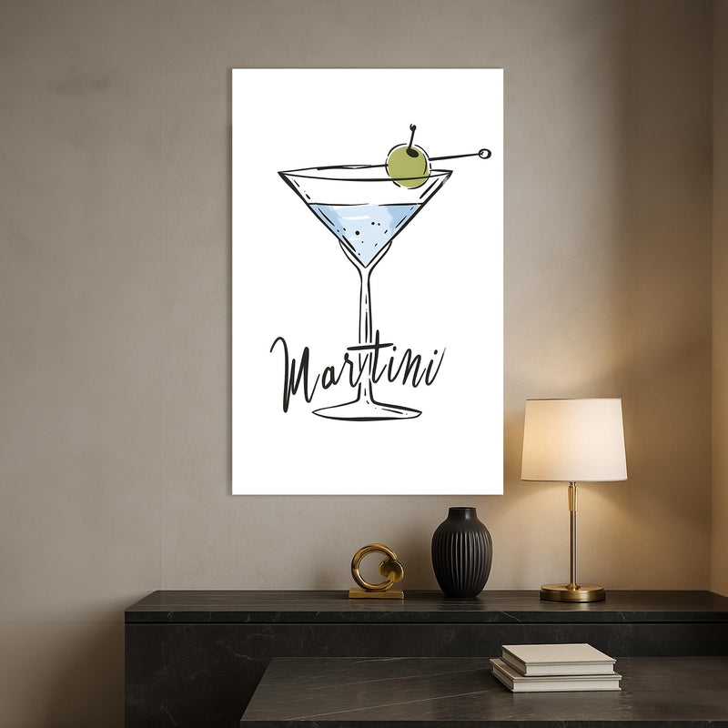 Martini Çizimi Cam Tablo – Cam Tablo