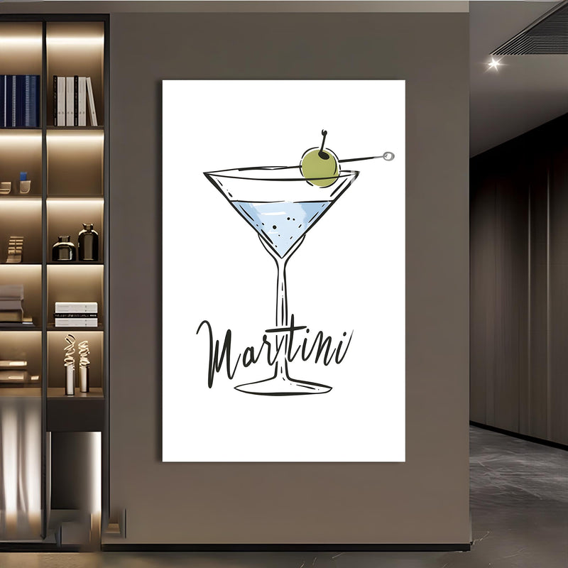 Martini Çizimi Cam Tablo – Cam Tablo