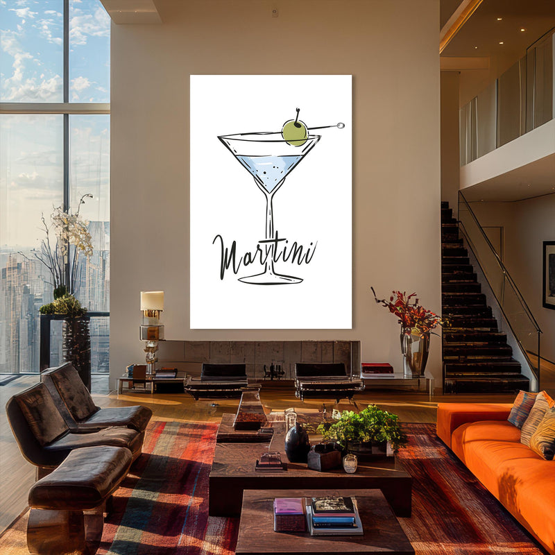 Martini Çizimi Cam Tablo – Cam Tablo