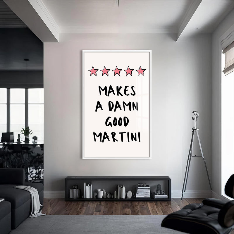 Good Martini Cam Tablo – Beyaz Çerçeveli Cam Tablo