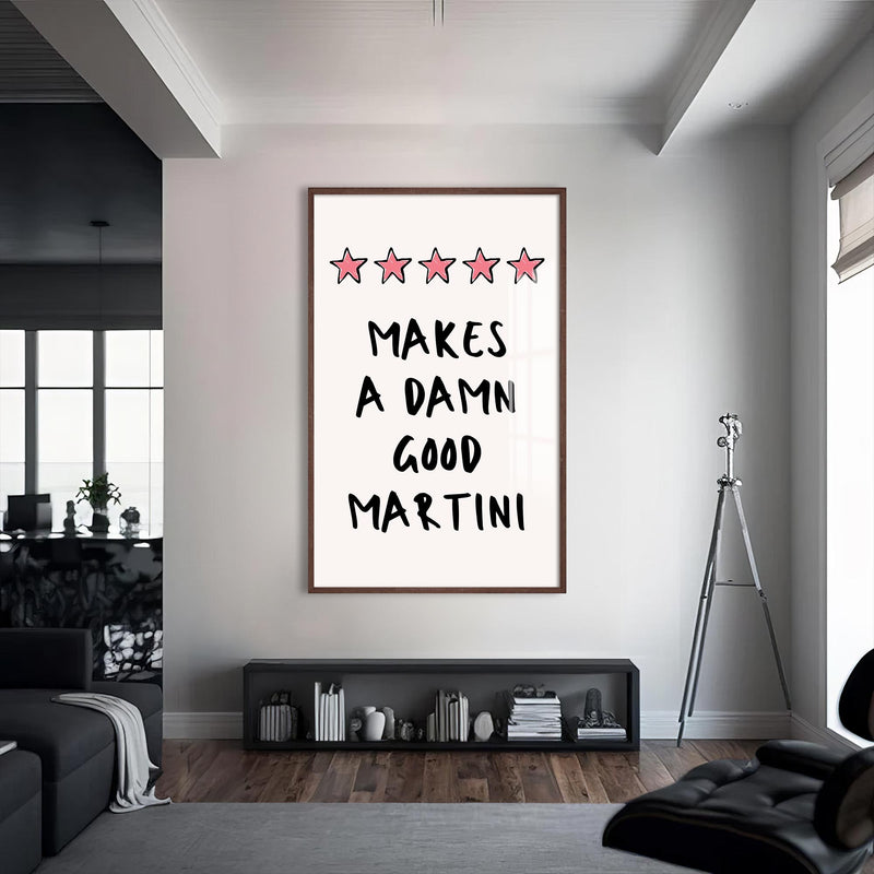 Good Martini Cam Tablo – Ceviz Çerçeveli Cam Tablo