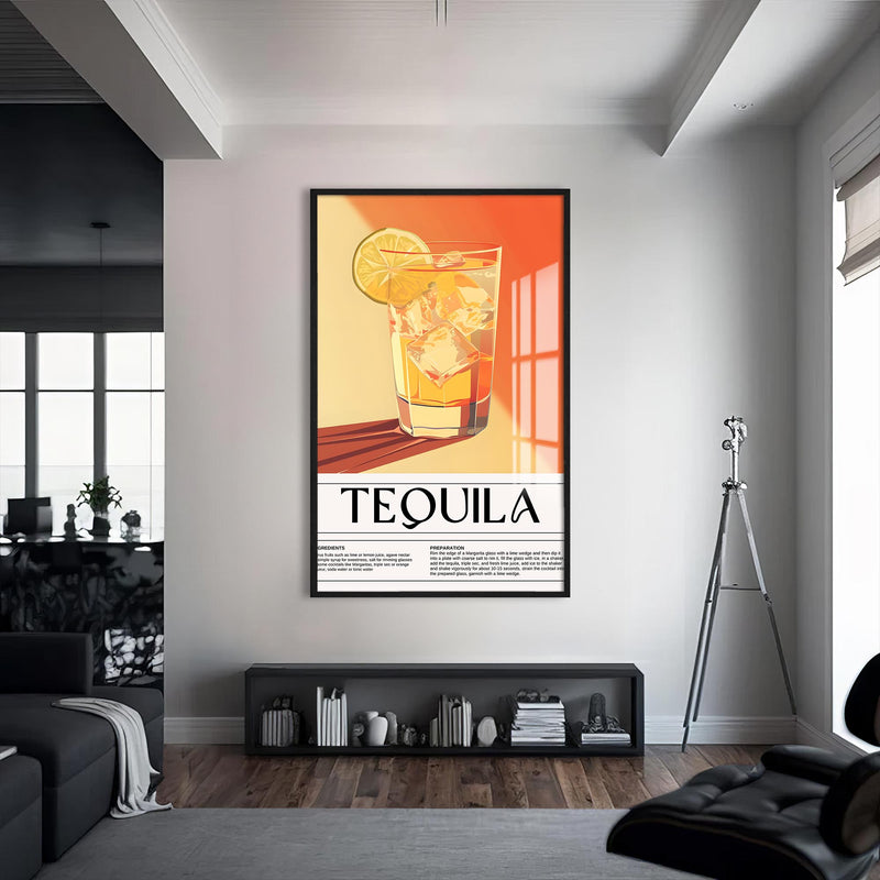 Tequila Tarifi Cam Tablo – Siyah Çerçeveli Cam Tablo
