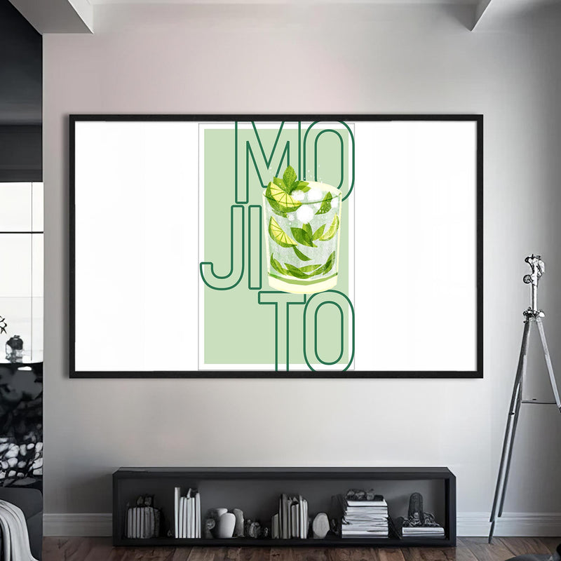 Mojito Cam Tablo – Siyah Çerçeveli Cam Tablo
