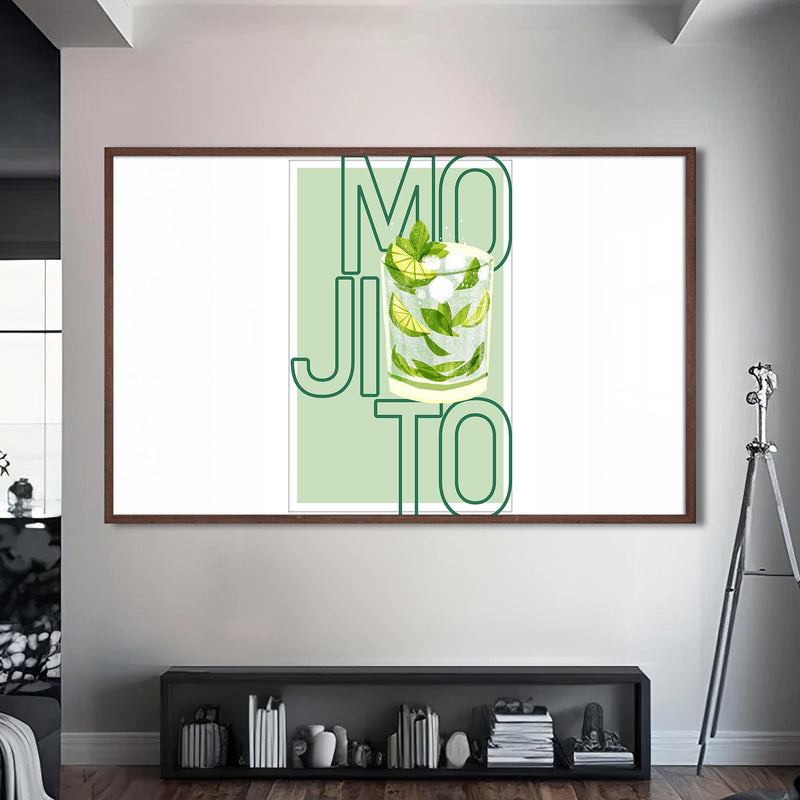 Mojito Cam Tablo – Ceviz Çerçeveli Cam Tablo