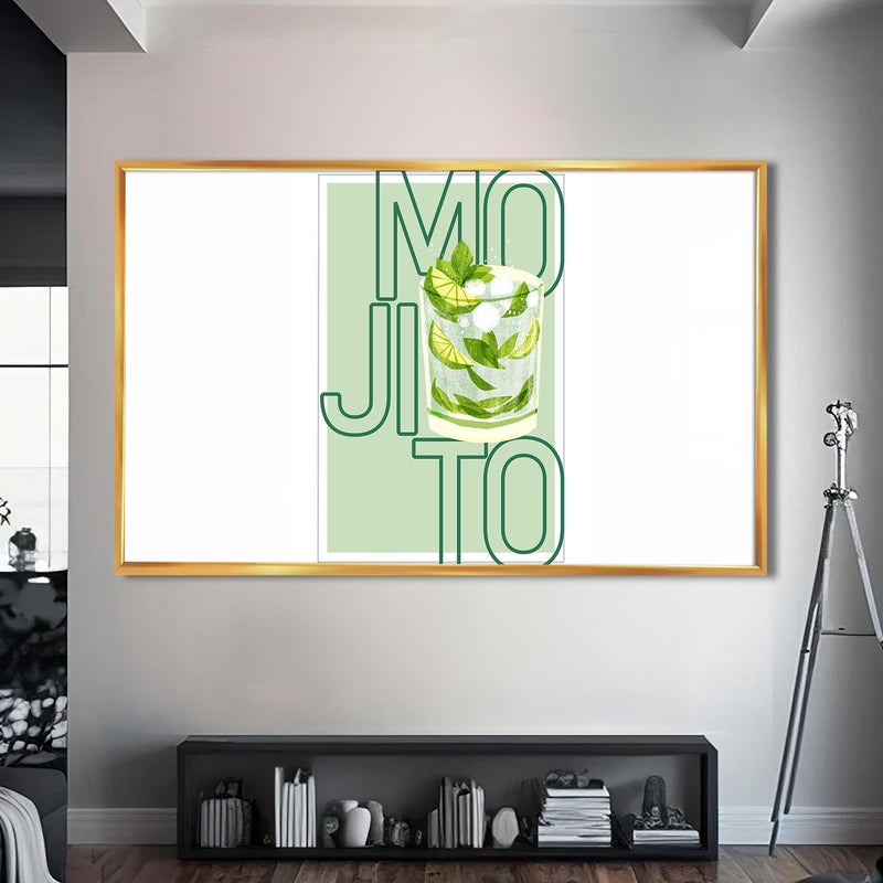 Mojito Cam Tablo – Altın Çerçeveli Cam Tablo