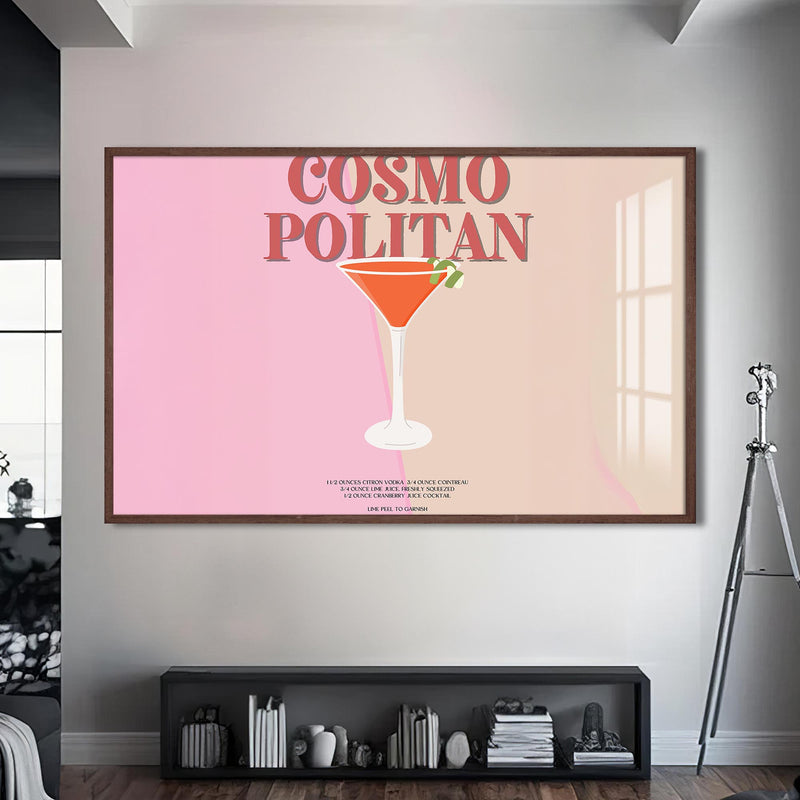 Cosmopolitan Cam Tablo – Ceviz Çerçeveli Cam Tablo