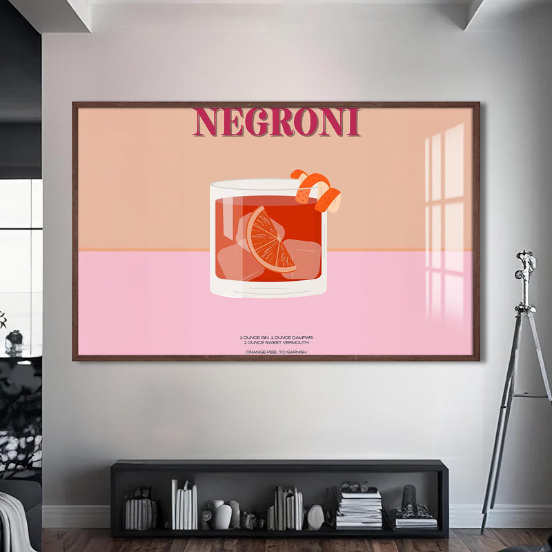 Negroni Cam Tablo – Ceviz Çerçeveli Cam Tablo