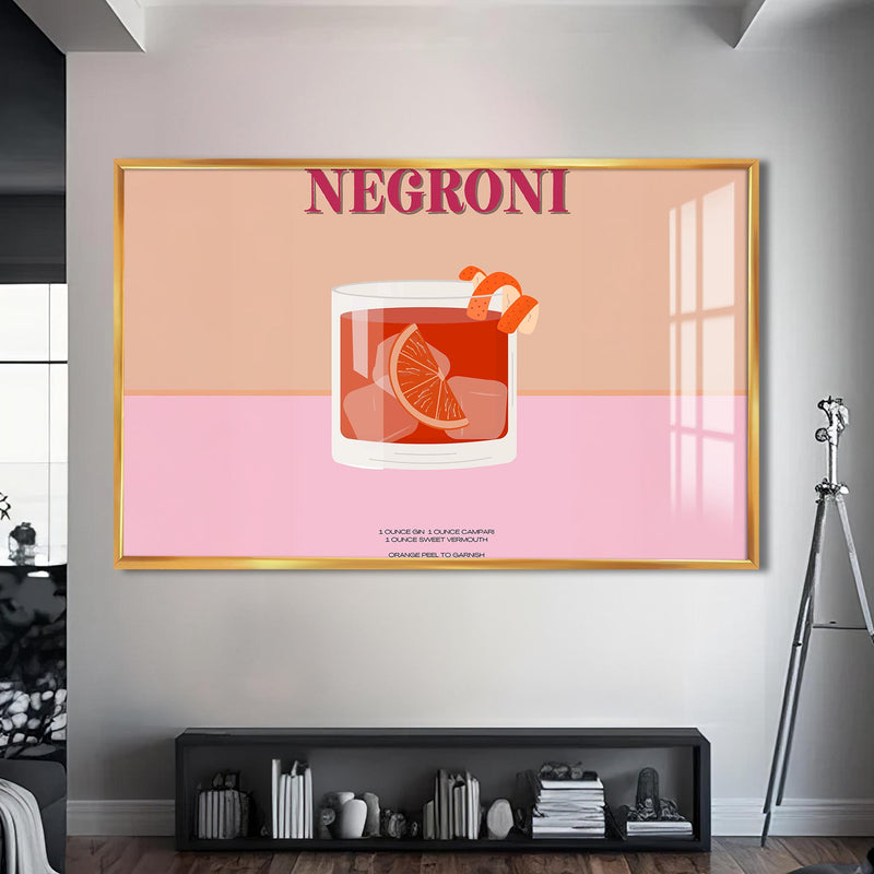 Negroni Cam Tablo – Altın Çerçeveli Cam Tablo