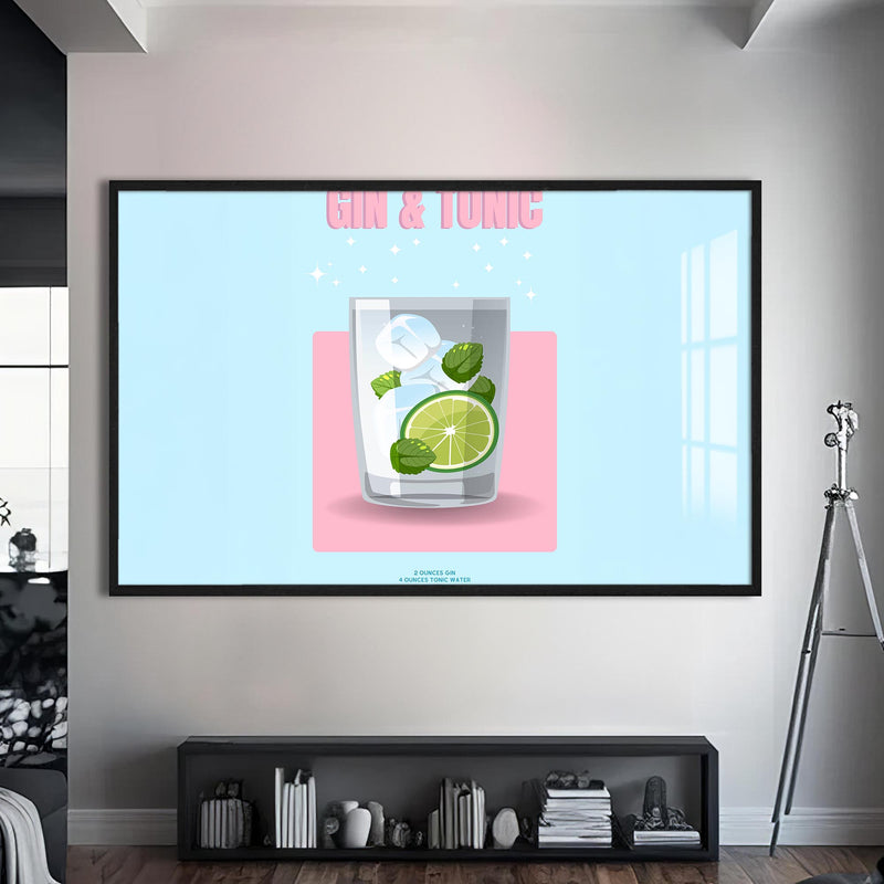 Gin & Tonic Cam Tablo – Siyah Çerçeveli Cam Tablo