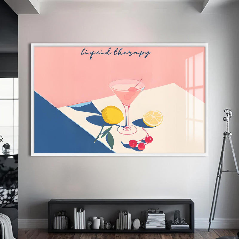 Liquid Therapy Cam Tablo – Beyaz Çerçeveli Cam Tablo