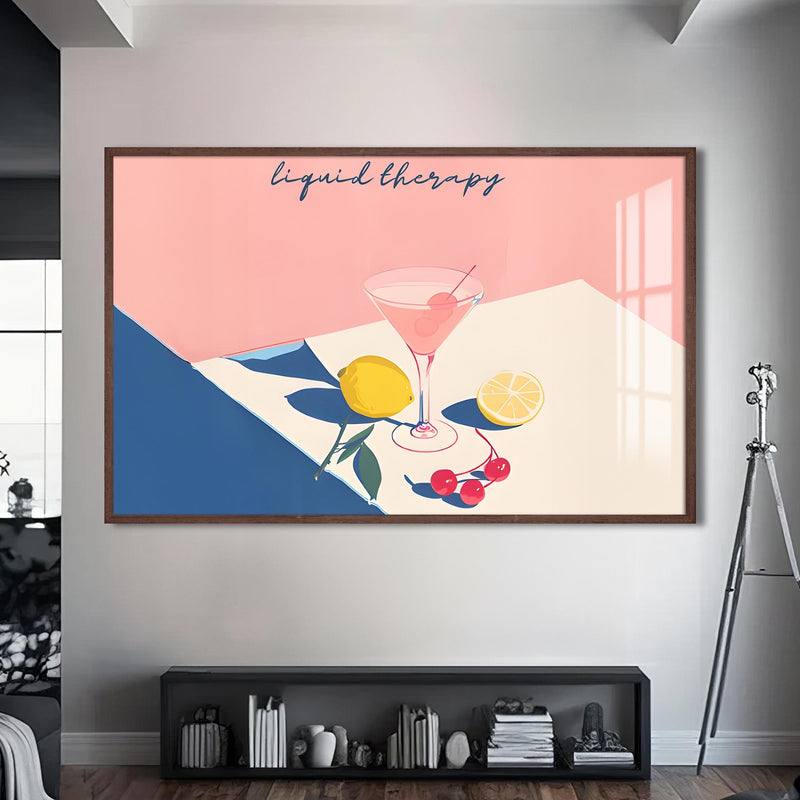 Liquid Therapy Cam Tablo – Ceviz Çerçeveli Cam Tablo