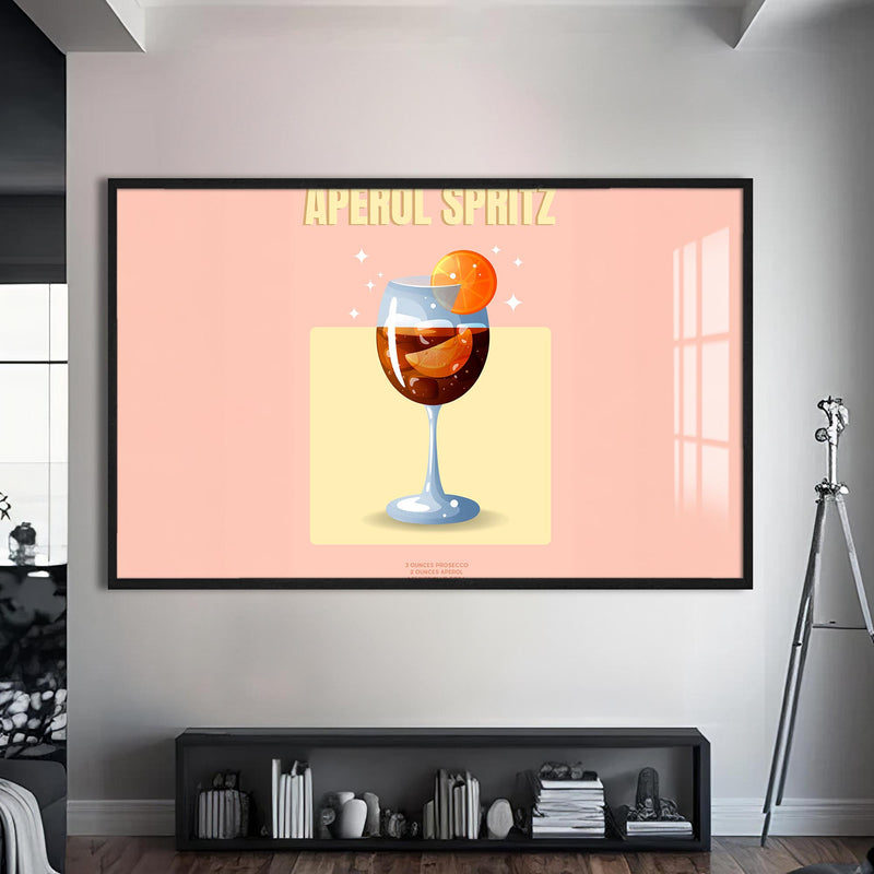 Aperol Spritz Cam Tablo – Siyah Çerçeveli Cam Tablo