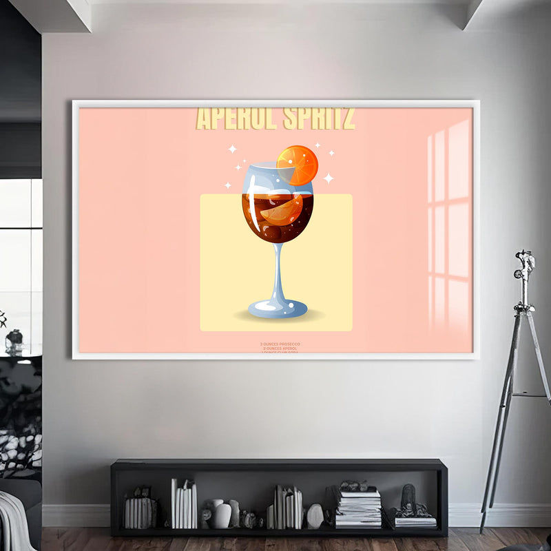 Aperol Spritz Cam Tablo – Beyaz Çerçeveli Cam Tablo