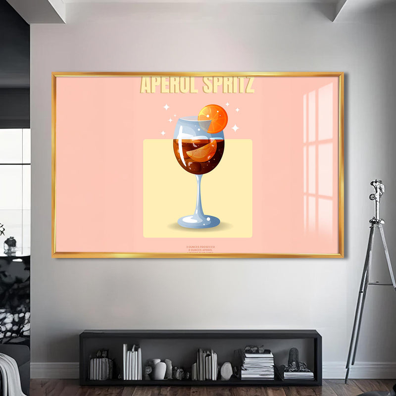 Aperol Spritz Cam Tablo – Altın Çerçeveli Cam Tablo