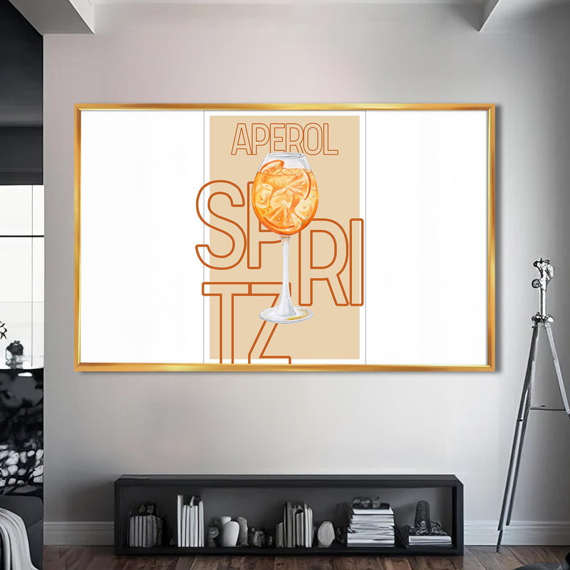 Aperol Spritz Cam Tablo – Altın Çerçeveli Cam Tablo