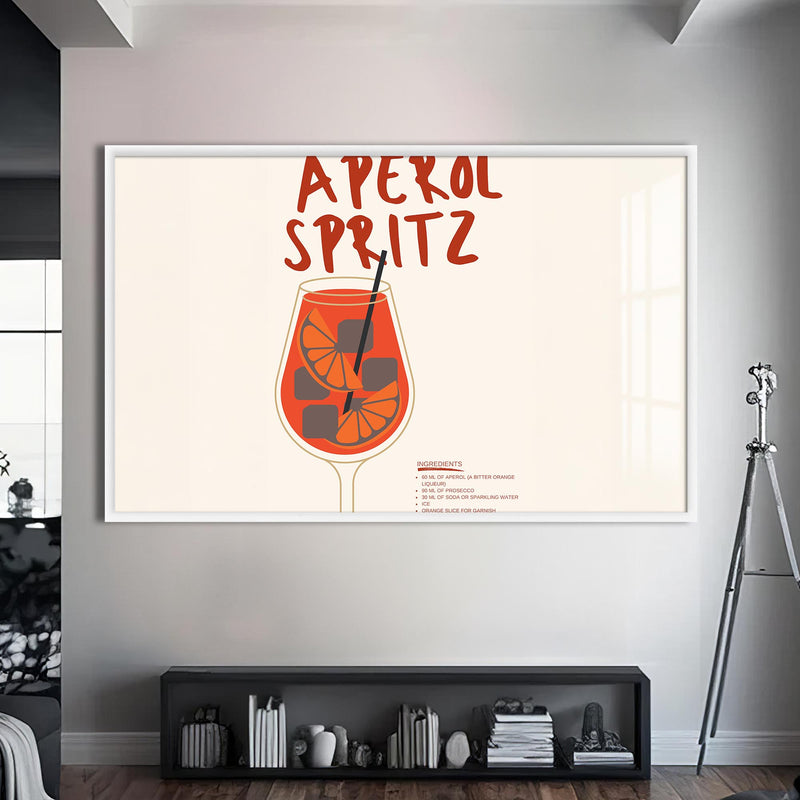 Aperol Spritz Cam Tablo – Beyaz Çerçeveli Cam Tablo