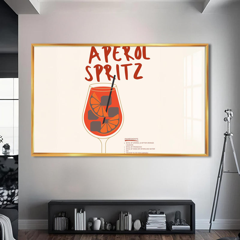 Aperol Spritz Cam Tablo – Altın Çerçeveli Cam Tablo