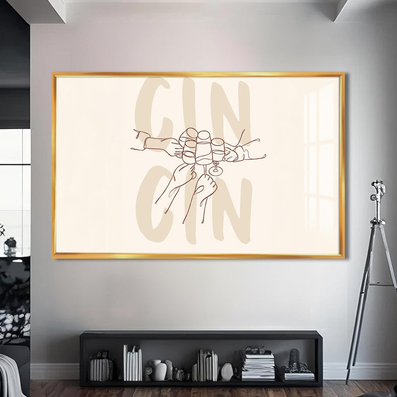 Cin Cin Cam Tablo – Altın Çerçeveli Cam Tablo