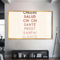 Cheers Cam Tablo – Altın Çerçeveli Cam Tablo