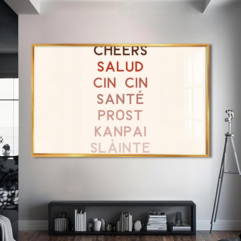 Cheers Cam Tablo – Altın Çerçeveli Cam Tablo