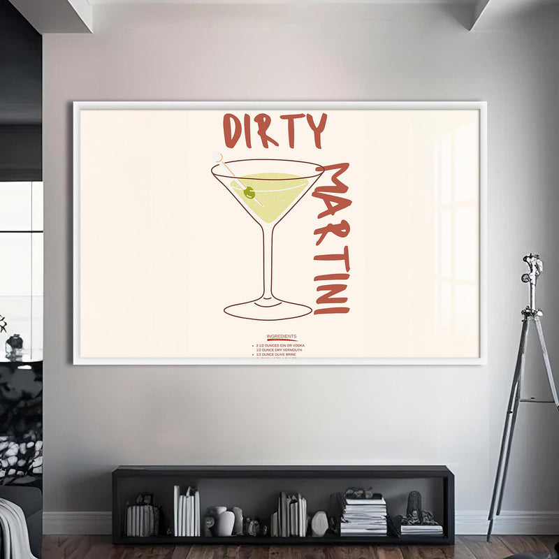 Dirty Martini Cam Tablo – Beyaz Çerçeveli Cam Tablo