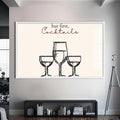 But First Cocktails Cam Tablo – Beyaz Çerçeveli Cam Tablo