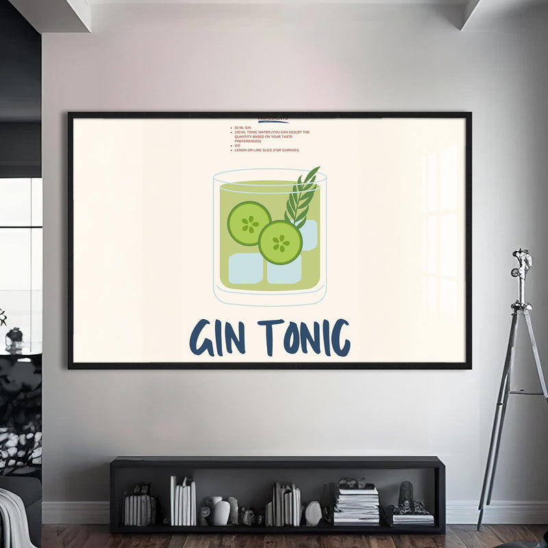 Gin Tonic Cam Tablo – Siyah Çerçeveli Cam Tablo