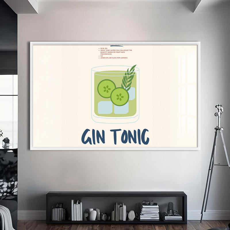 Gin Tonic Cam Tablo – Beyaz Çerçeveli Cam Tablo