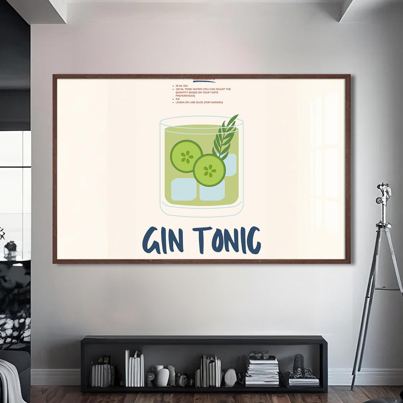 Gin Tonic Cam Tablo – Ceviz Çerçeveli Cam Tablo