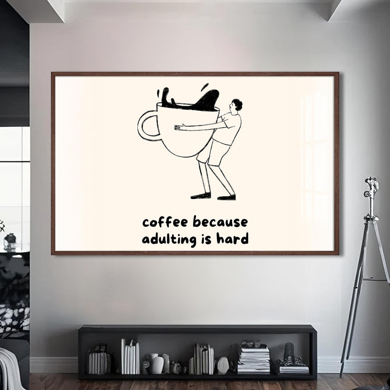 Coffee Life Cam Tablo – Ceviz Çerçeveli Cam Tablo