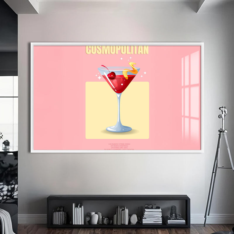 Cosmopolitan Cam Tablo – Beyaz Çerçeveli Cam Tablo